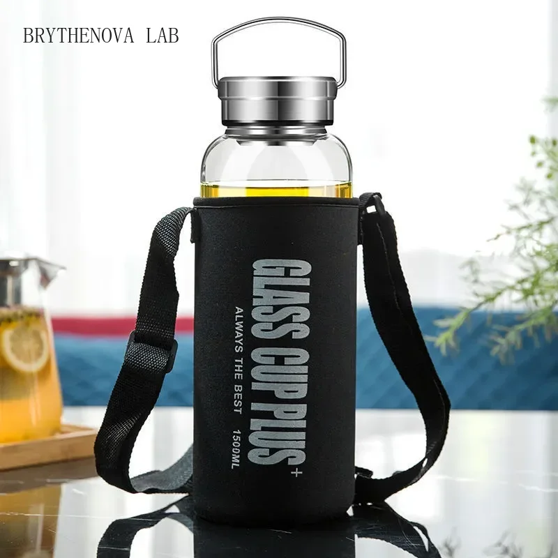زجاجة ماء زجاجية سعة 2 لتر مع  - مراجعة Outdoor Sport Glass Water Bottle وسعره